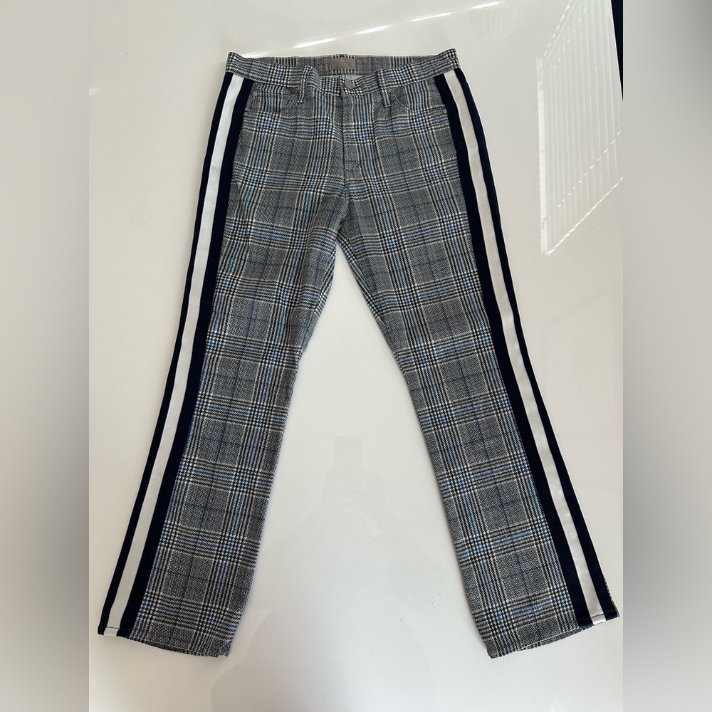 MOTHER Plaid Ankle Pants Jeans with Navy Stripes 29 - Picture 5 of 12
